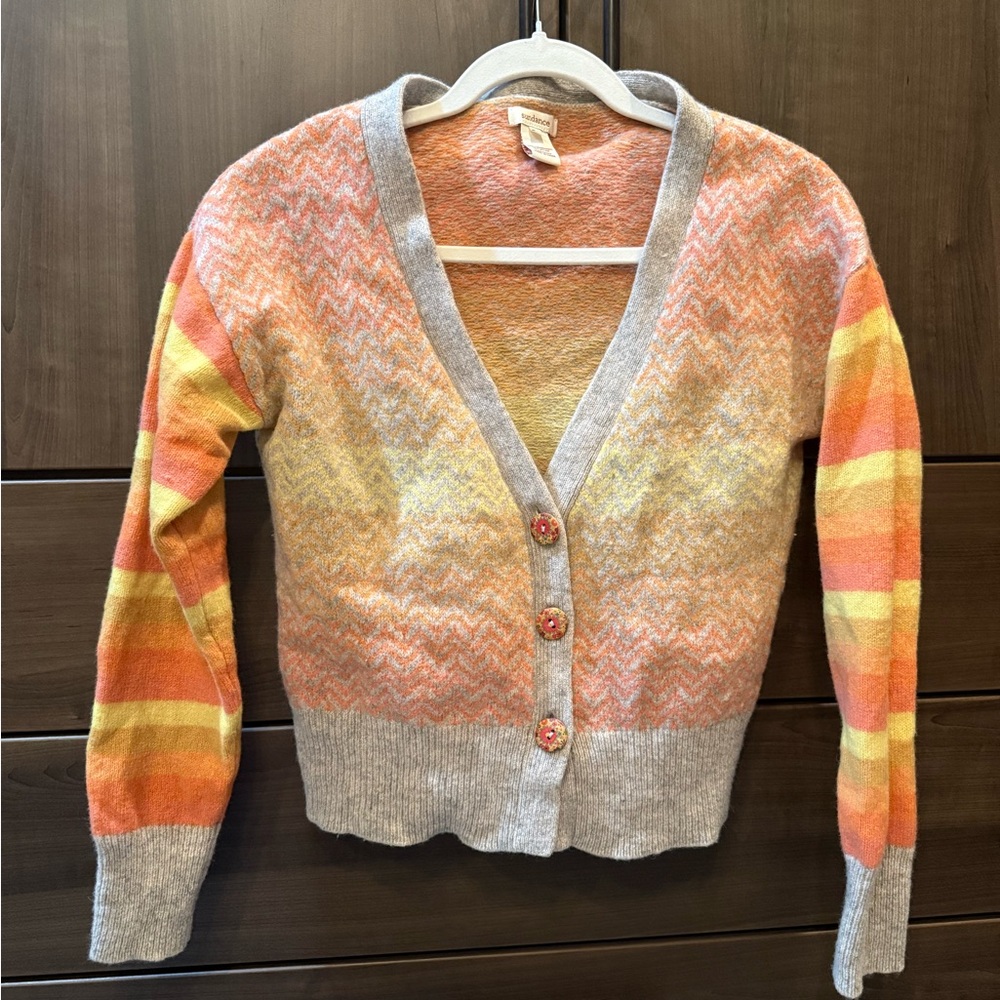 Sundance Orange and Yellow Women's Cardigan Sweater - Picture 2 of 10